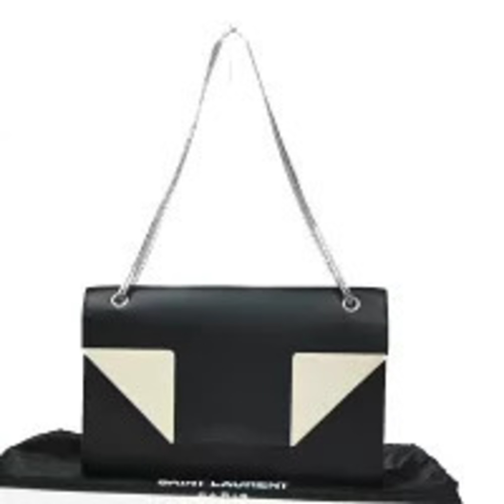 Saint Laurent Betty Chain Shoulder Bag Leather Black White
